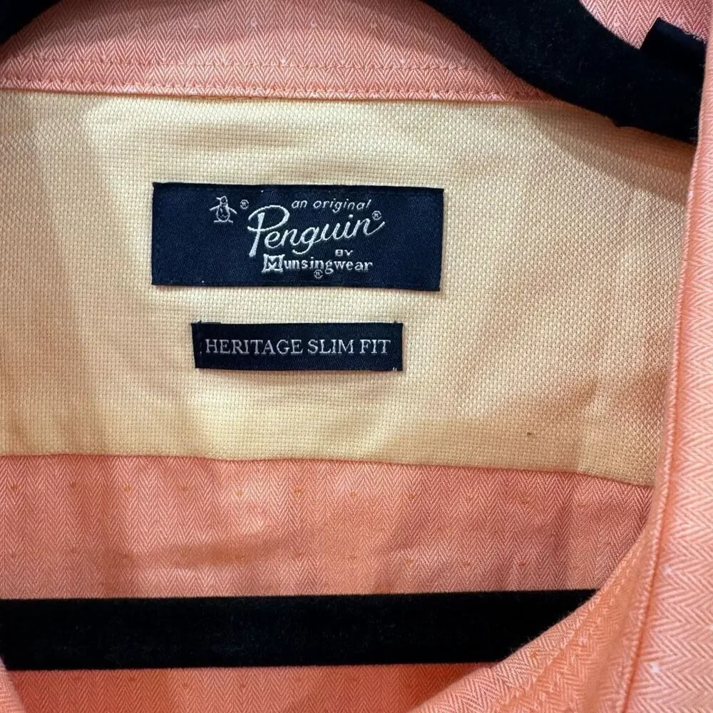 Penguin by musingwear men slim fit long sleeve‎ shirt size 16 32/33
